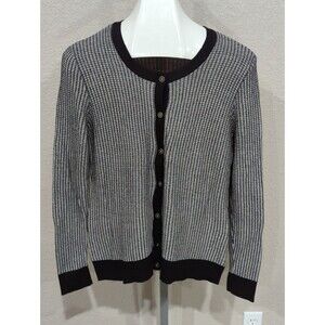Womens Daisy Fuentes Sweater Long Sleeve Cardigan Black White Sz XL Lightweight